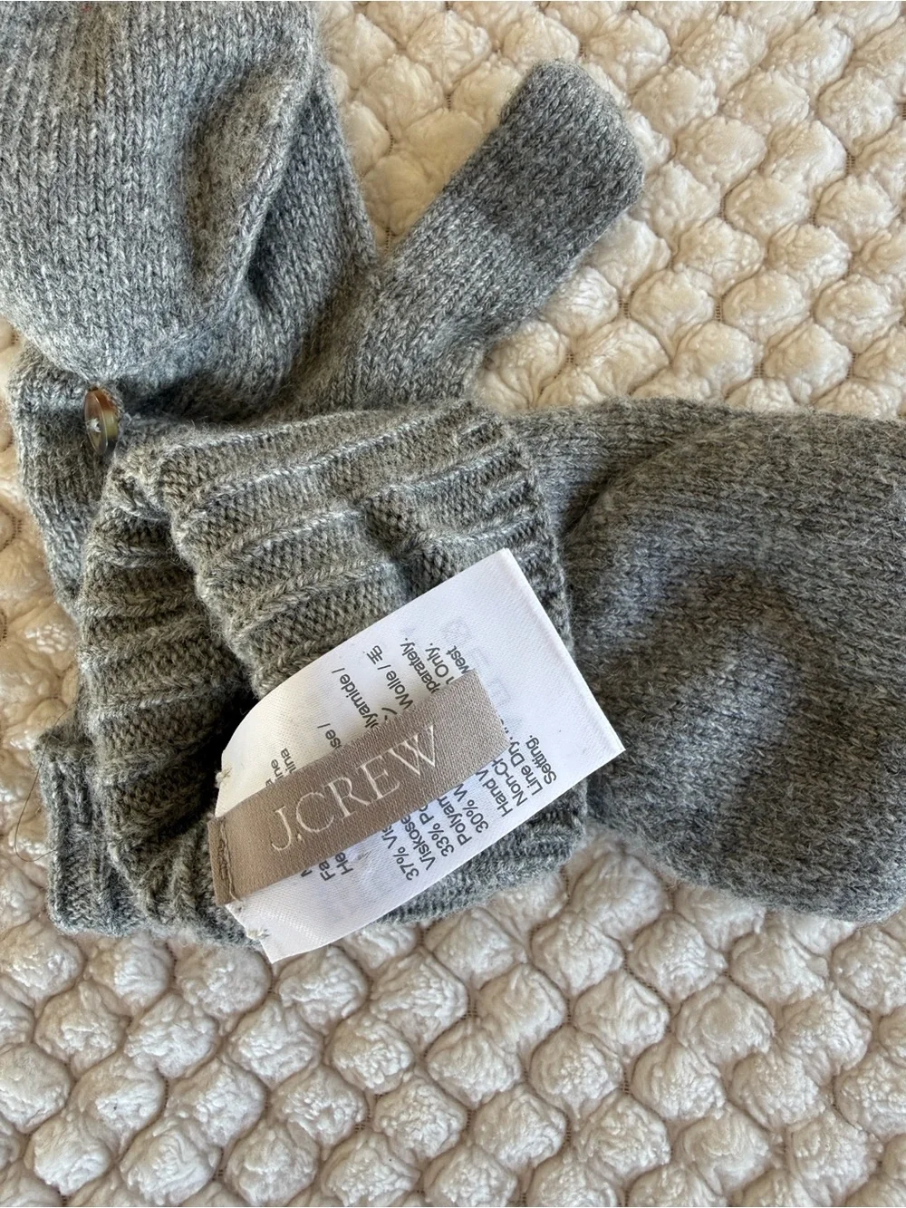 J. Crew Gray Knit Convertible Mittens with Button